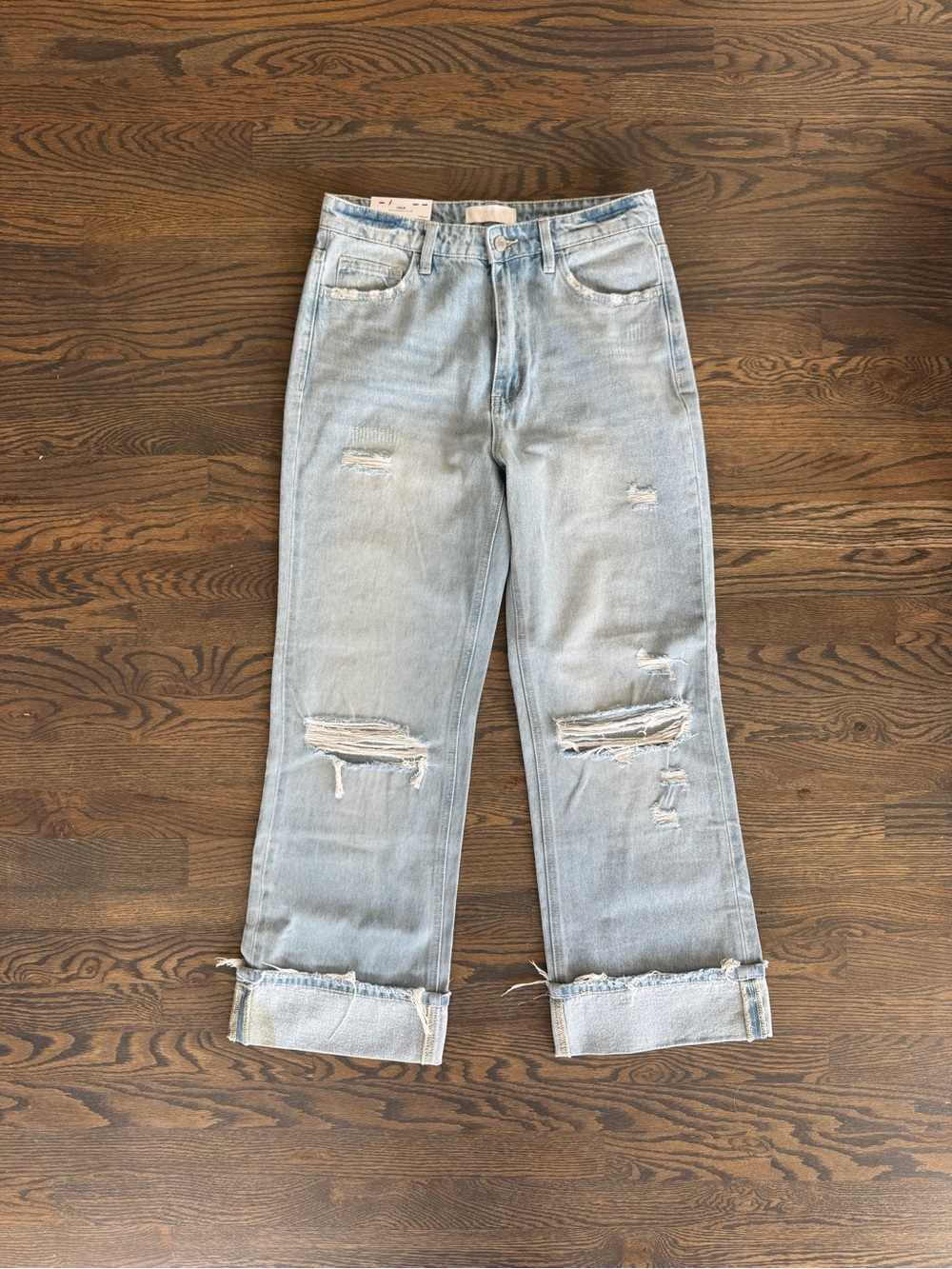 VERVET BY FLYING MONKEY Light Blue Distressed Wide Leg Jeans